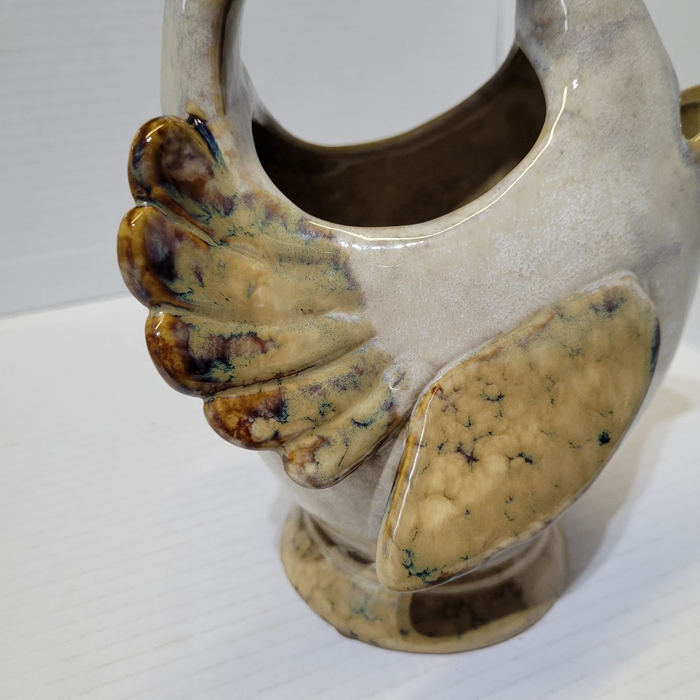 Ceramic Chicken Pitcher Glazed Handmade 9.5in