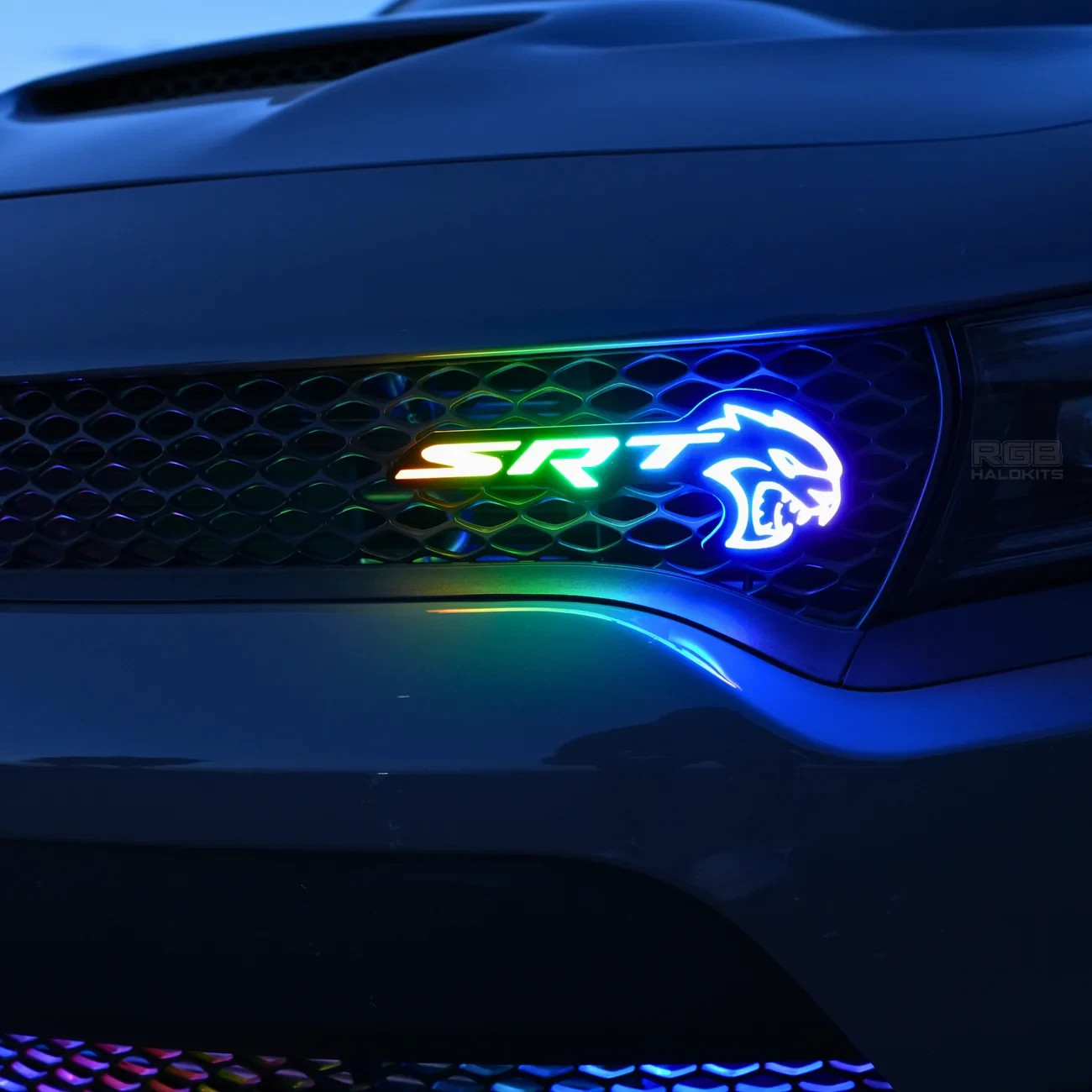SRT Hellcat Front Grill Badge Emblem Led RGBw Bluetooth Controlled