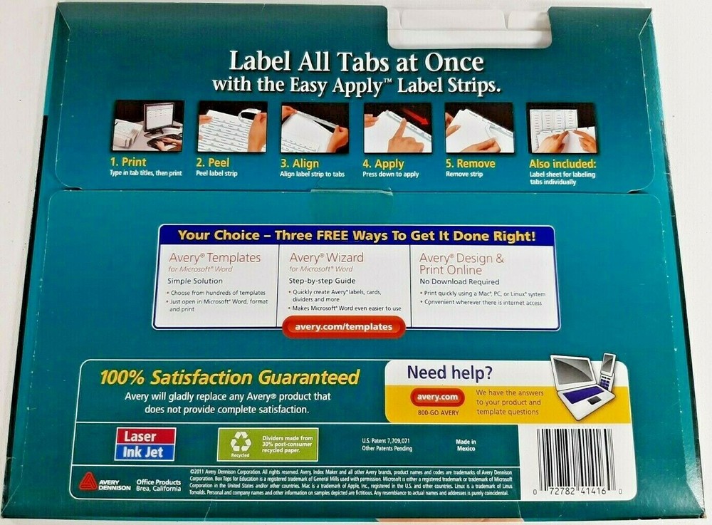NEW Avery Clear Label Dividers 5-TAB 1 Set
