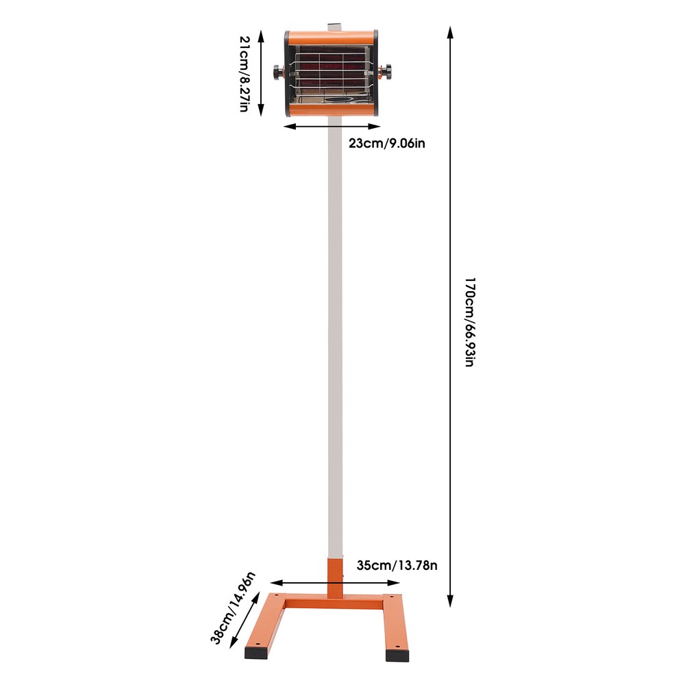 800W Infrared Paint Curing Lamp with Adjustable Height & Timer