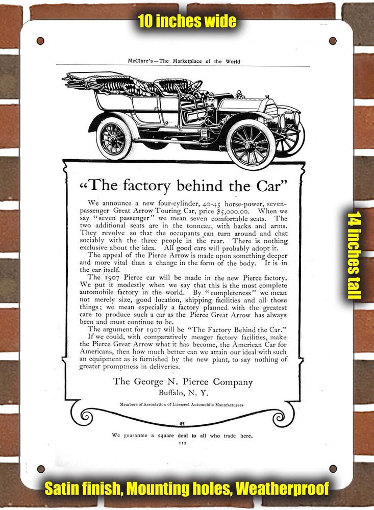 Metal Sign - 1907 Pierce-Arrow Vintage Ad 03