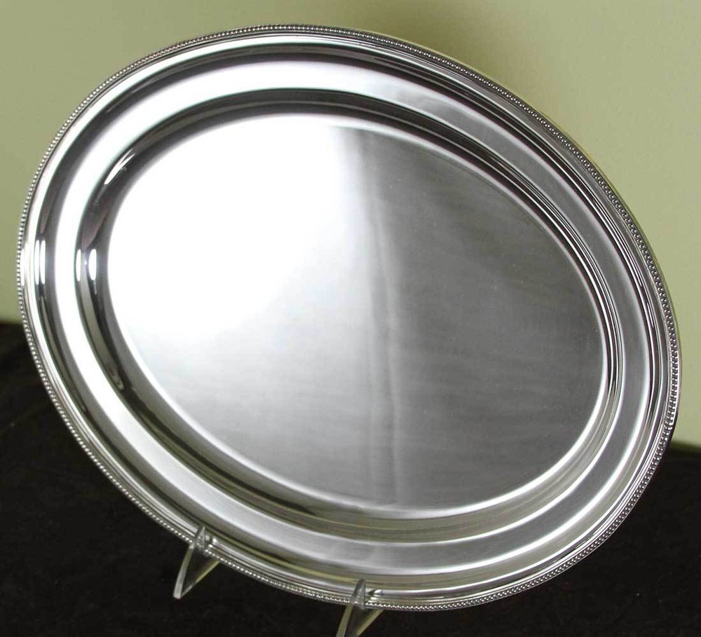 Oval Platter 20 N in. with Bead Pattern, Applied Border