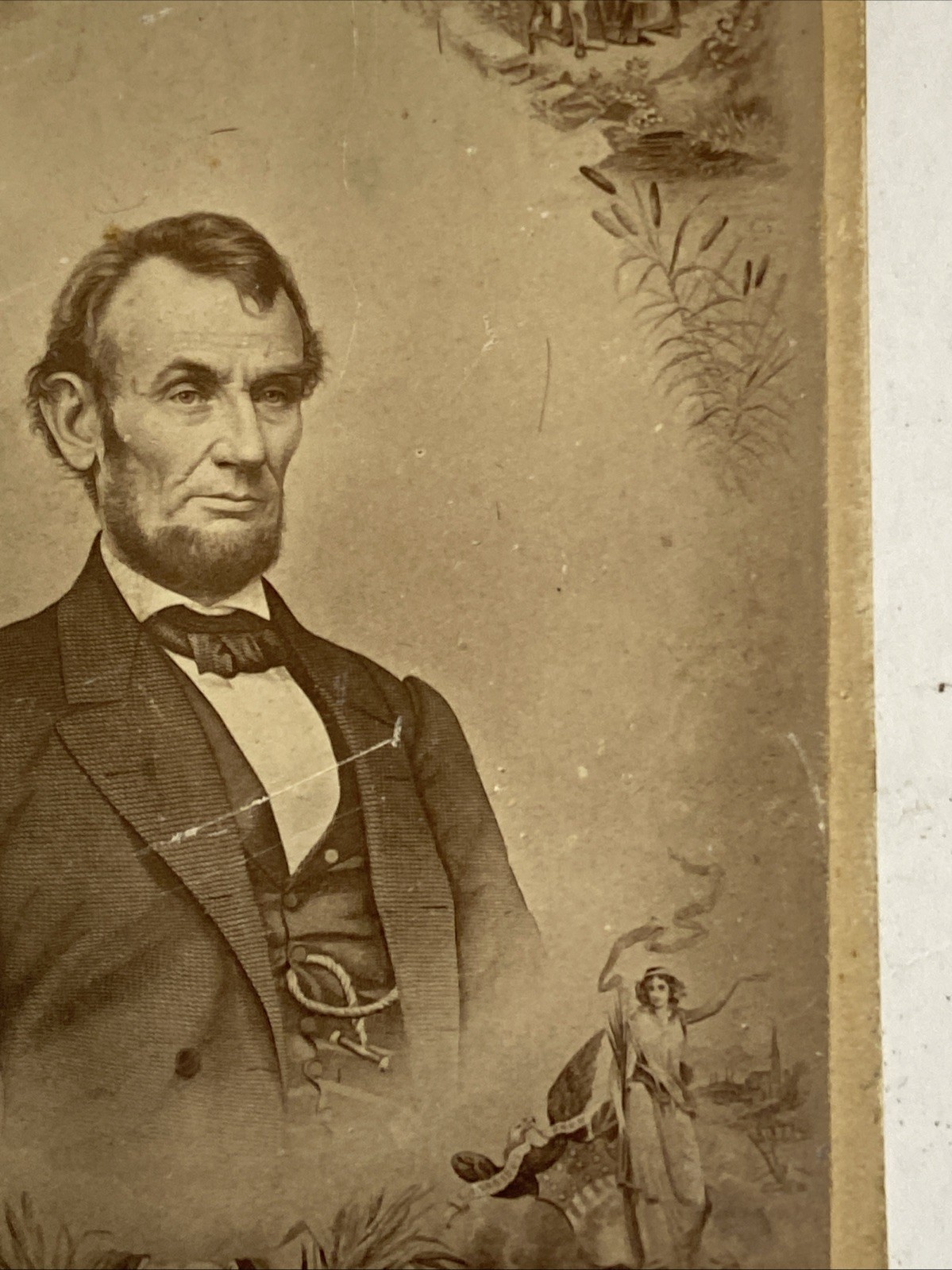 CDV Abraham Lincoln 1862 Stamp C.H. Wright Authentic Original Rare ￼