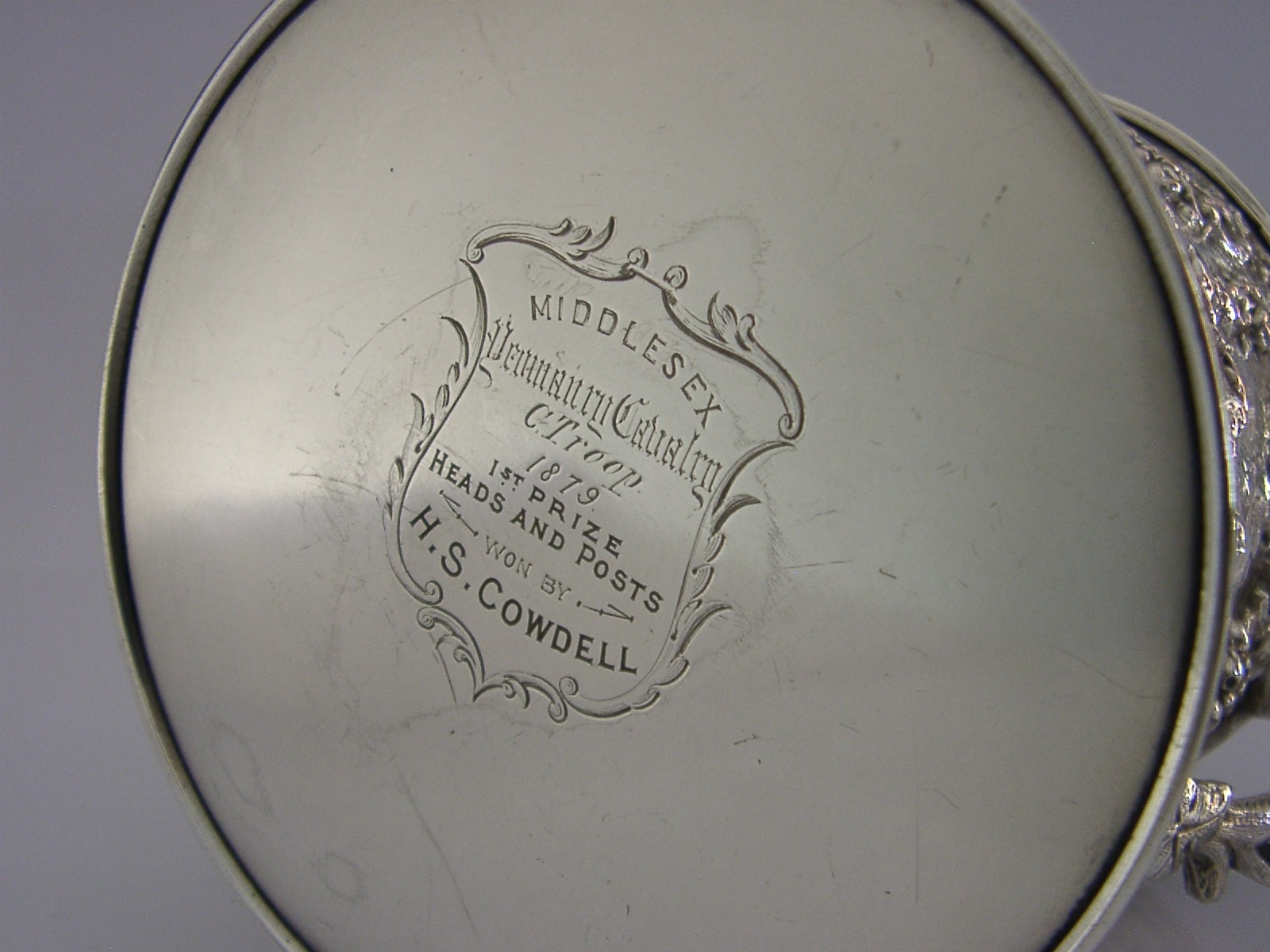 MIDDLESEX YEOMANRY ZULU WAR ERA SILVER PLATE PINT TANKARD 1879 MILITARY ANTIQUE