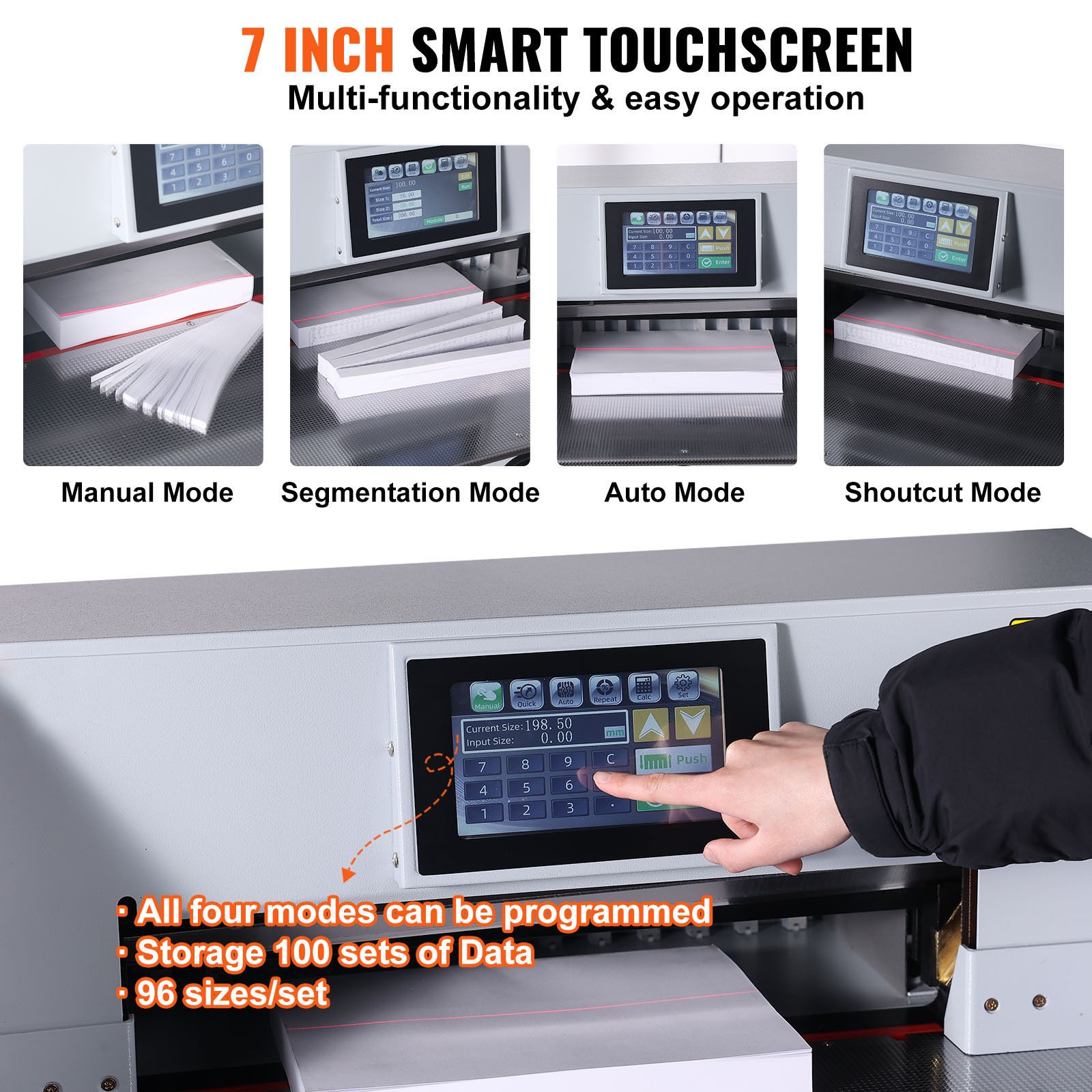 Electric Paper Cutter 19" Cutting Width 3.14" Thickness 7" Touchscreen