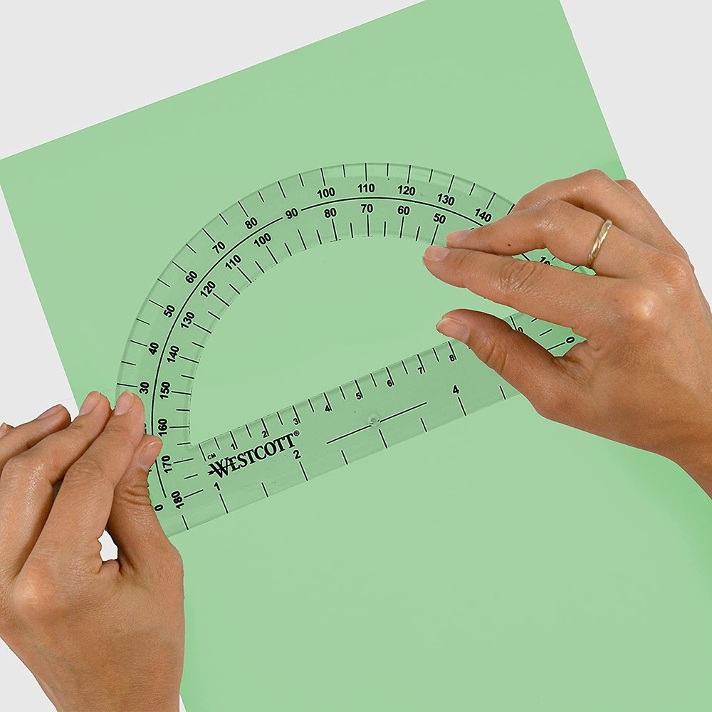 6-Inch Plastic 180 Degree Protractor, Clear