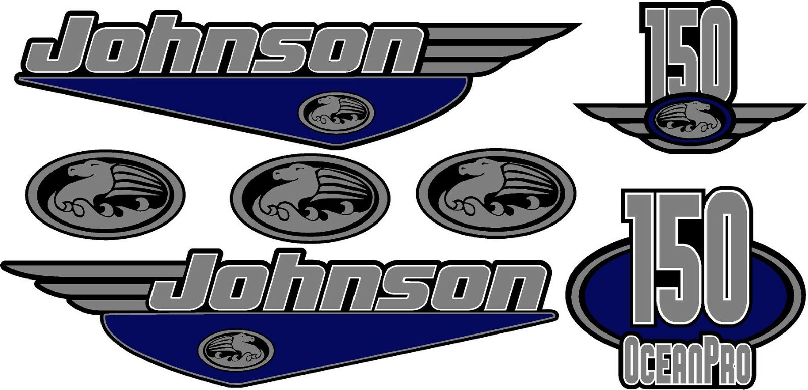 Johnson 150HP Oceanpro Outboard Boat Motor Decal Kit Cowling Engine