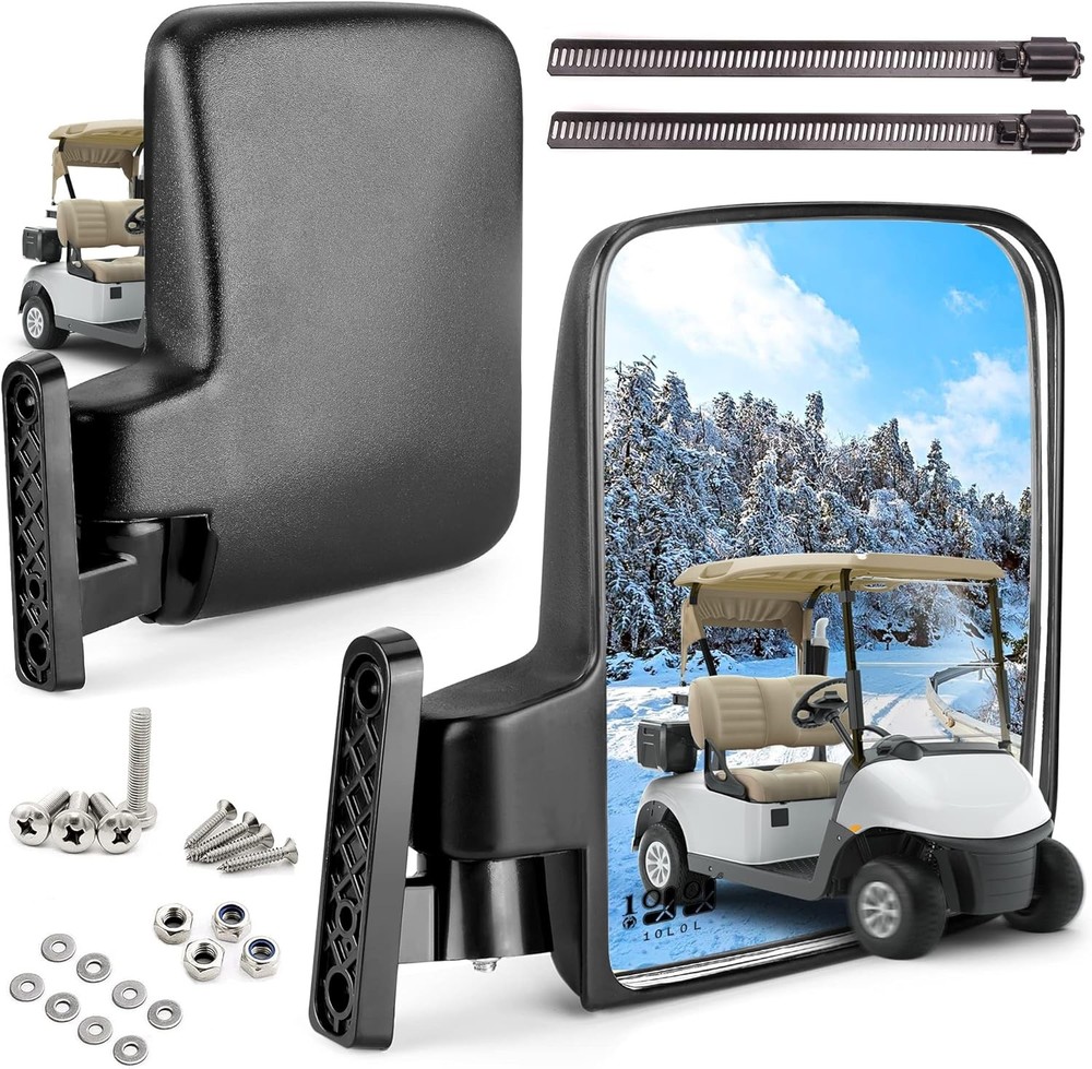 Golf cart side mirror foldable set