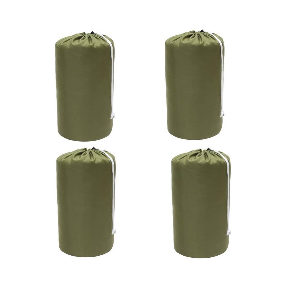 Durable Drawstring Water Resistant Dust Flap Stuff Sack Bag 4-Pack Green