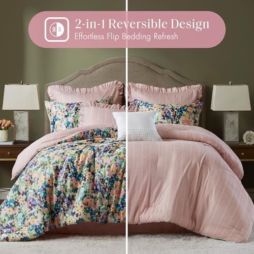 Comforter Set Cotton, Microfiber Reverse, Floral Reversible King Multicolor
