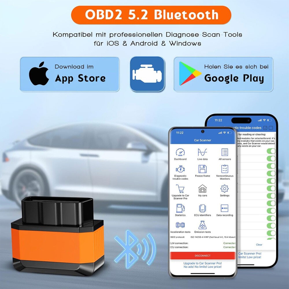 ELM327 Bluetooth OBD2 Code Reader Car Diagnostic Scanner for Android and iOS