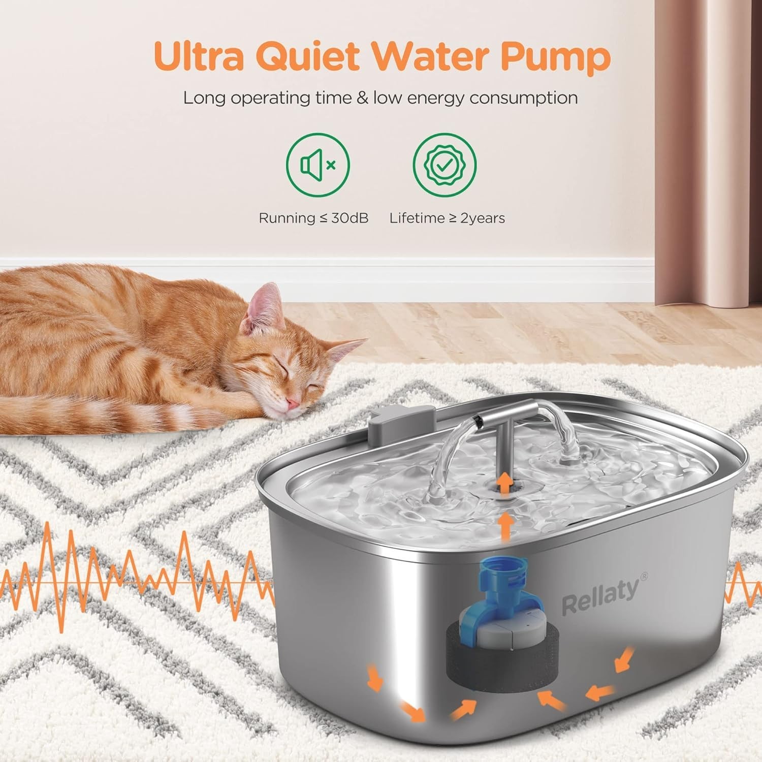 Durable Stainless Steel Cat Water Dispenser: 108oz Capacity
