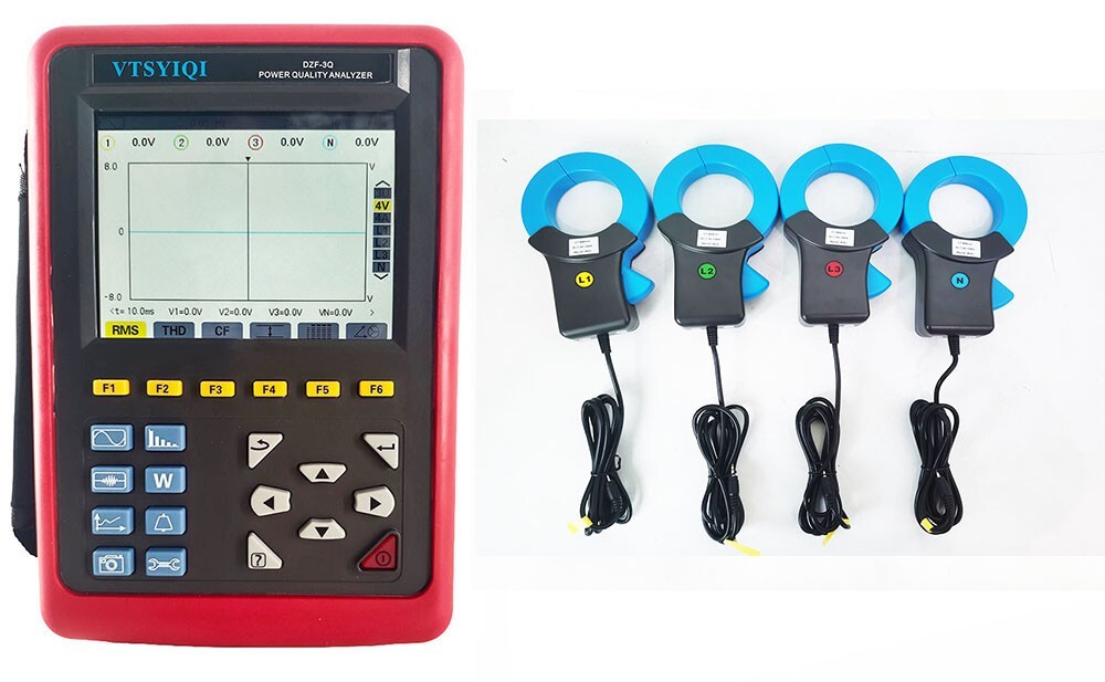 Portable Power Quality Analyzer with Current Clamp 1.0A~1000A Snapshot Function