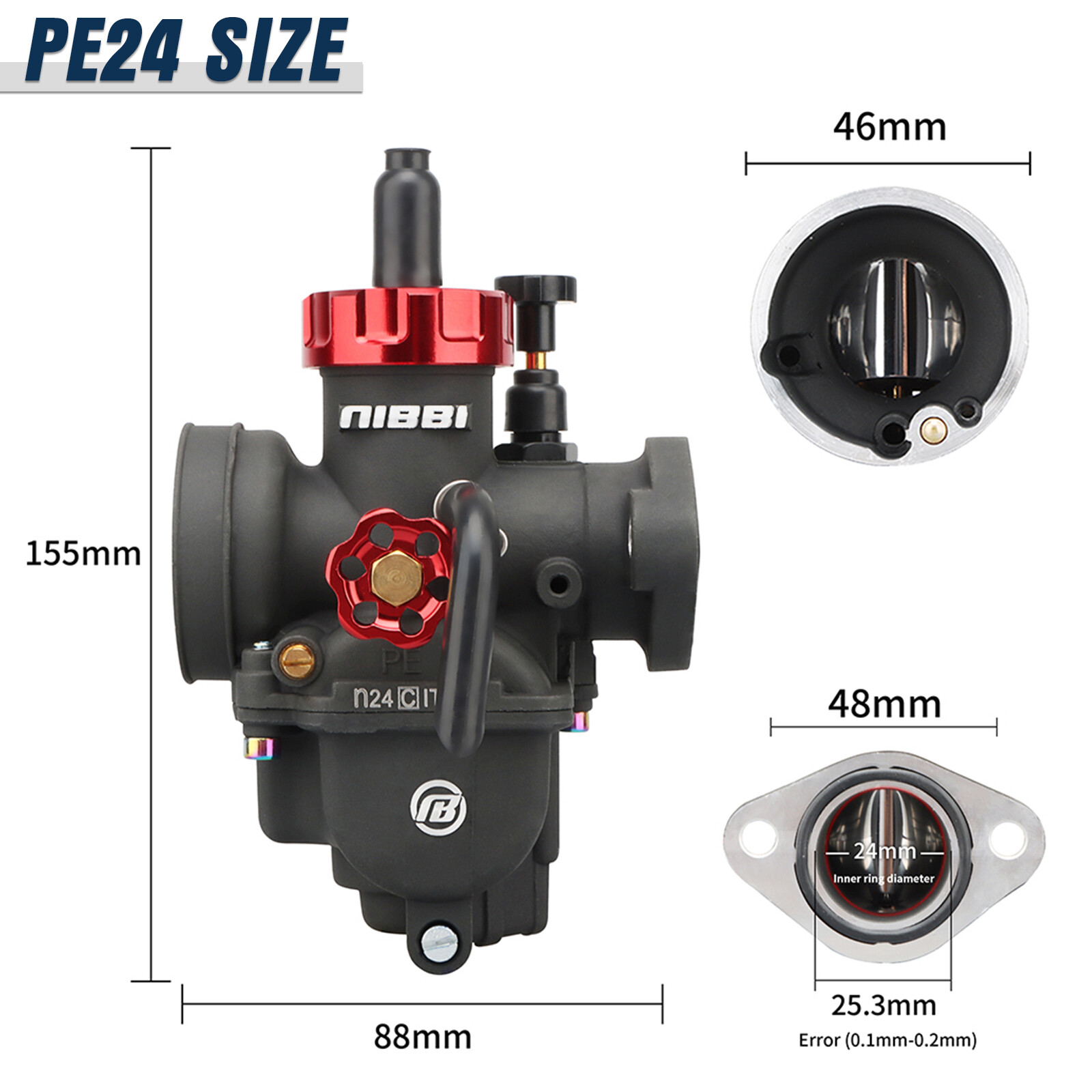 NIBBI PE 24mm Flange Racing Carburetor Fits HONDA XR100 81-84 XR100R 85-04 Carb