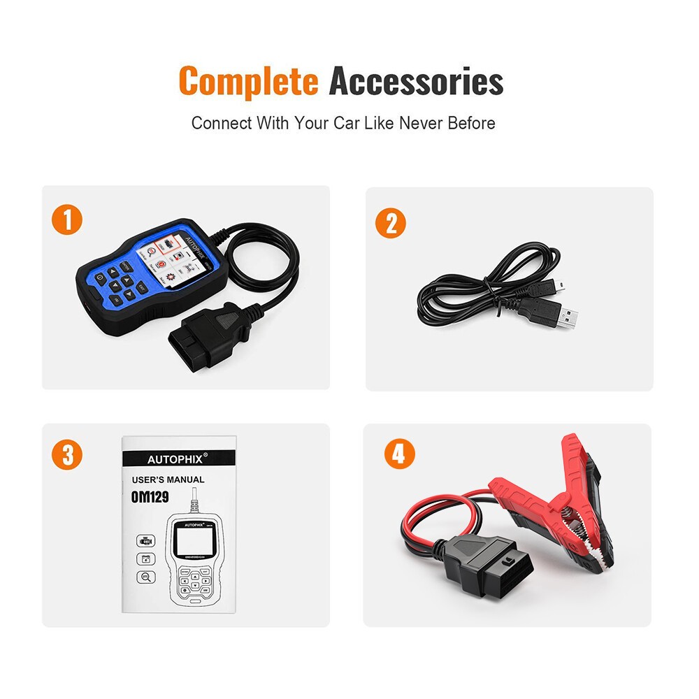 Autophix OM129 PRO OBD2 Scanner Code Reader 6V 12V Automotive Battery Load Test