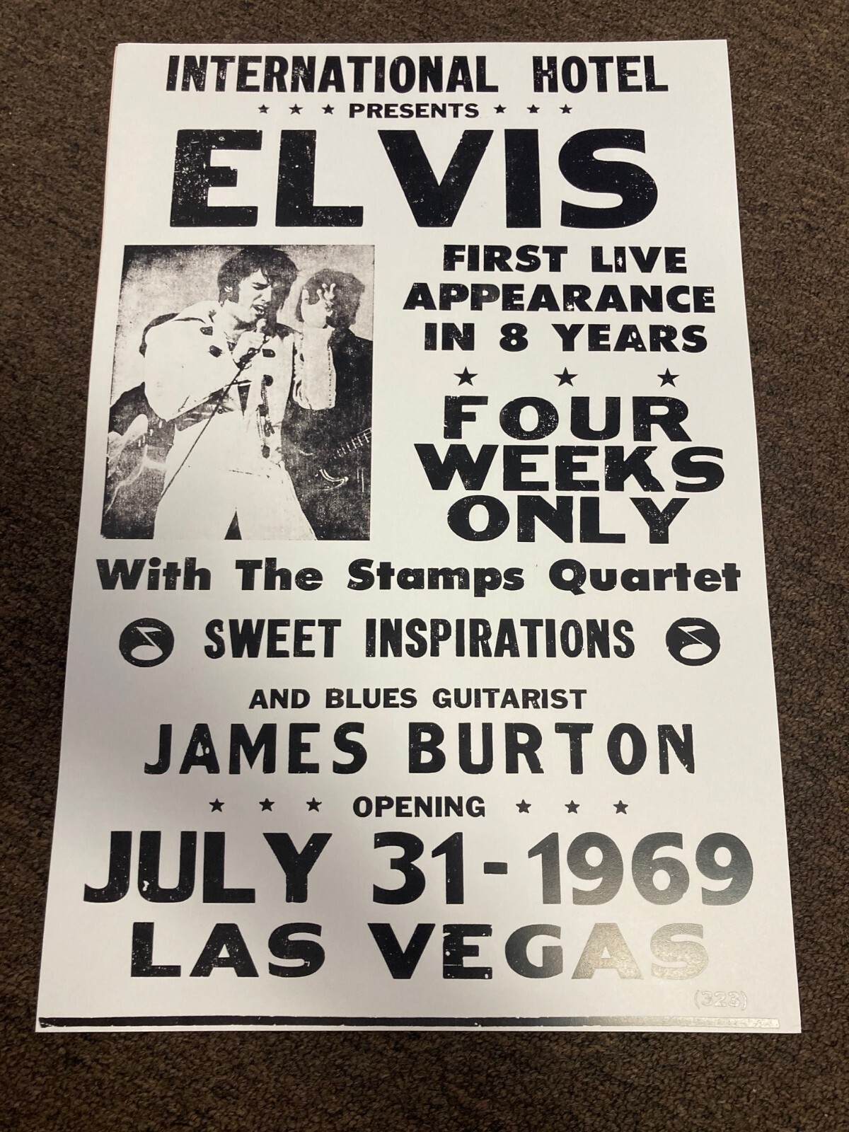 Elvis Presley 1969 Las Vegas International Hotel Promo Poster 12x18