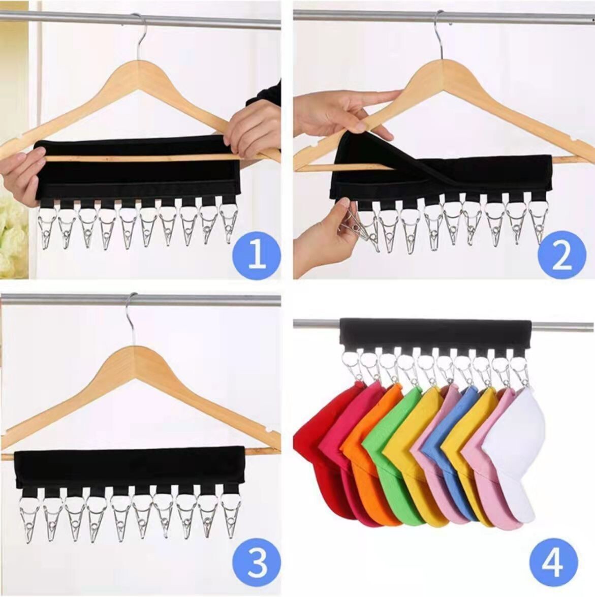 Hat Rack Organizer Baseball Holder Storage Door Cap Hanger for Closet Rod 1 PCS