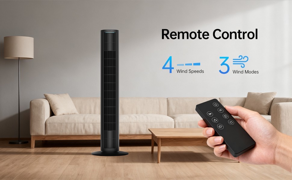 PHILODECO Tower Fan 40 Inch Bladeless Fan 80 ° Oscillating Fan Silent Remote New