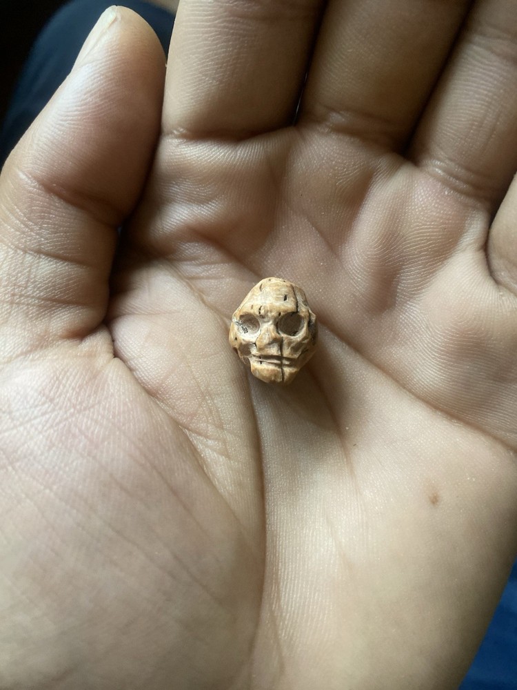 Tiny Skull Carved From Peach Pit 2