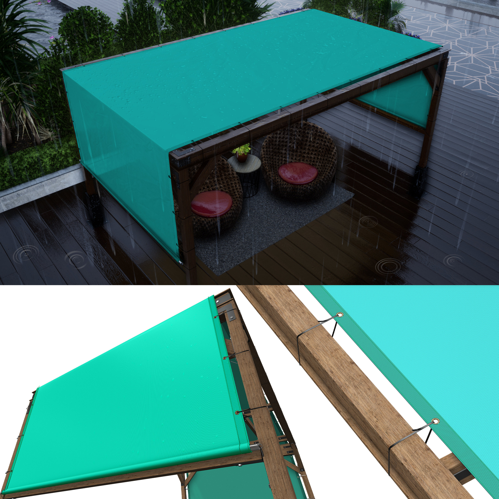 ColourTree Waterproof Pergola Sun Shade Replacement Canopy