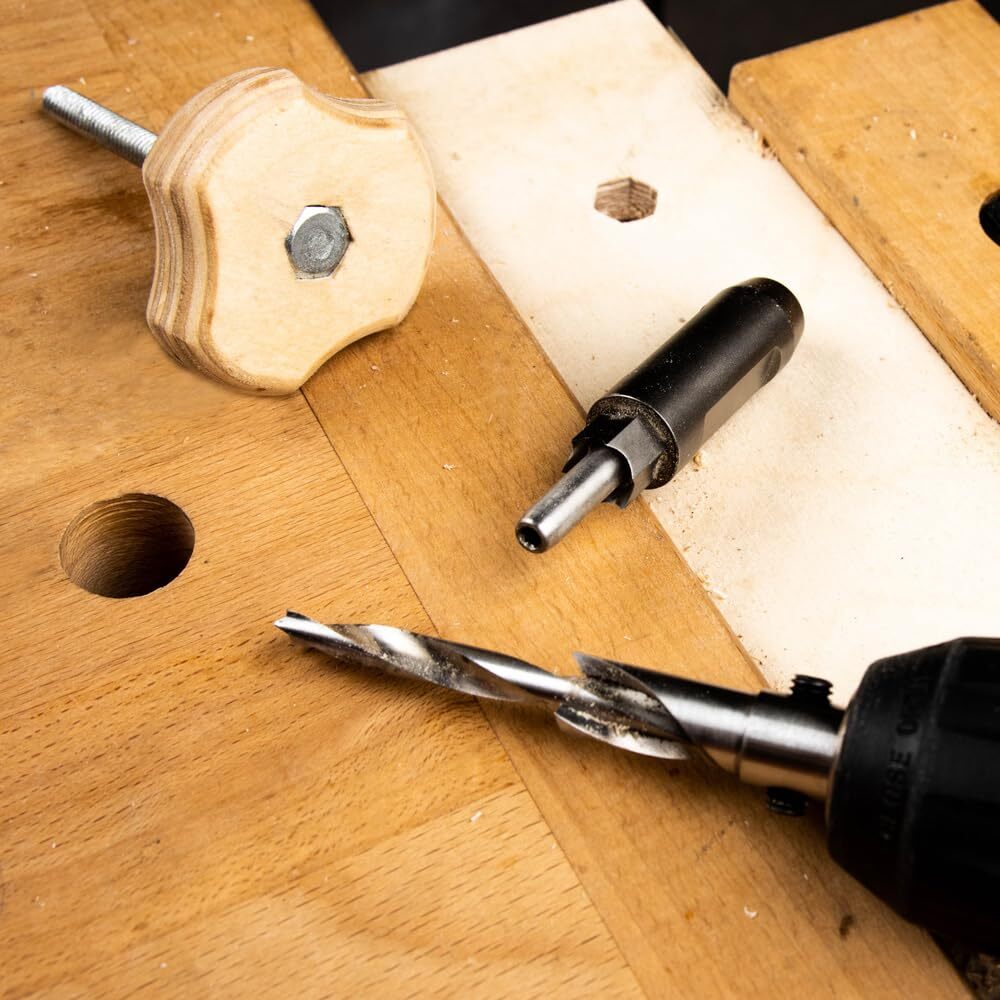 hexagonal mortise chisel for 1/4" hex bolt & nut with counterbore drill bit i...
