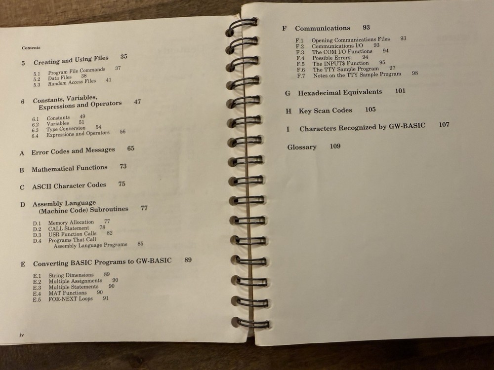 Commodore Personal Computer GW Basic Interpreter User's Guide Spiralbound Manual
