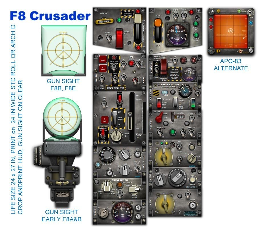 F8/F8U CRUSADER COCKPIT instrument panel CDkit