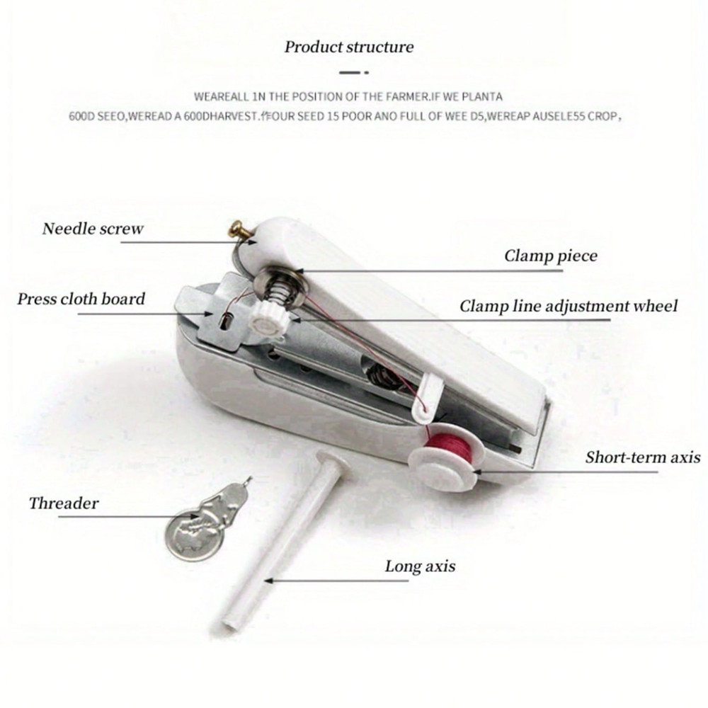 Handheld Sewing Machine Portable Mini Cordless Stitch Tool With 12 Sewing Thread