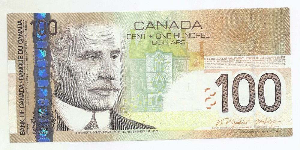 $100 Canadian Bill. 2004