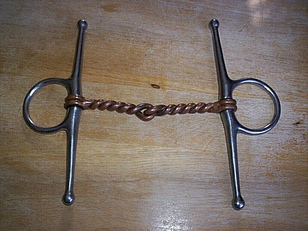 Used Stainless Full Cheek Copper Twisted Wire Snaffle Bit 5" Mouth
