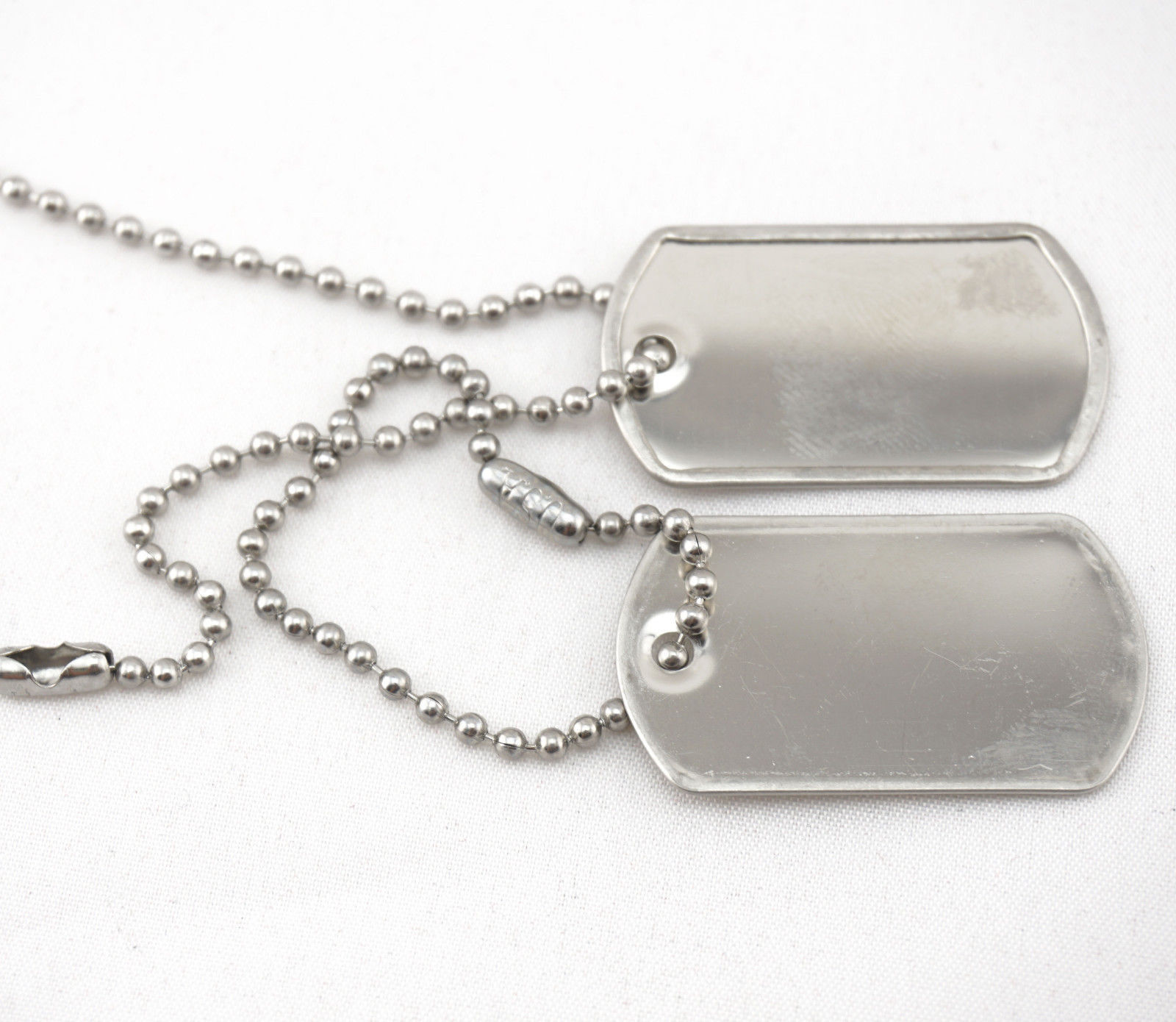 Military Blank Dull Finish Mini Dog Tag Set w/ Stainless Steel Ball Chains