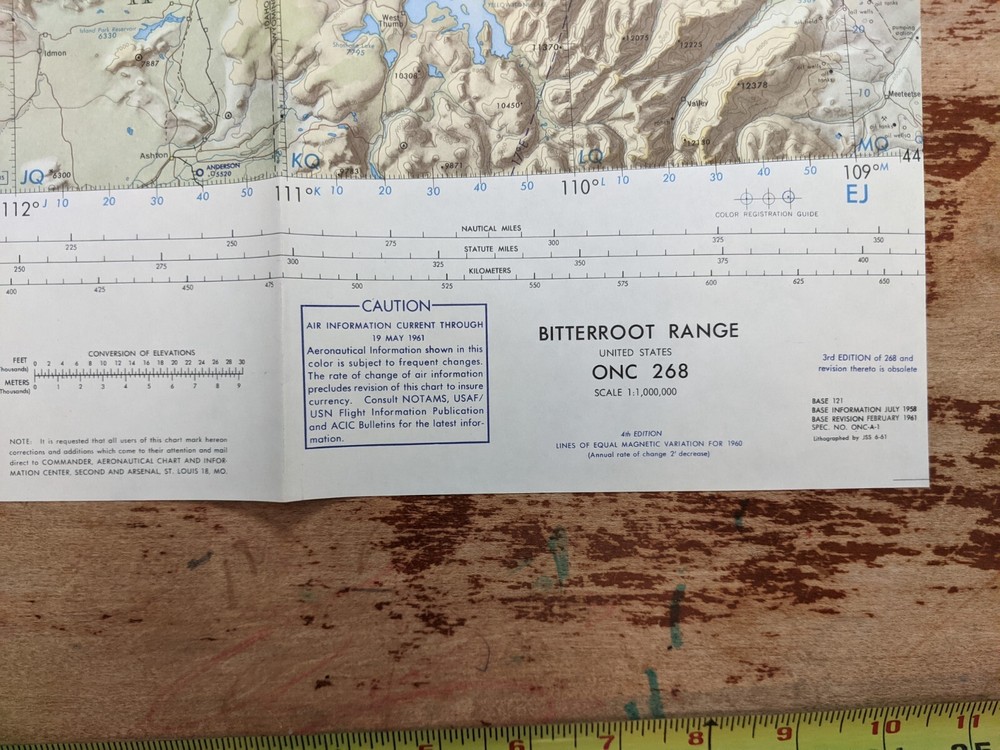 VTG USAF Aviation Sectional Topographical Navigation Chart Map Bitterroot Range