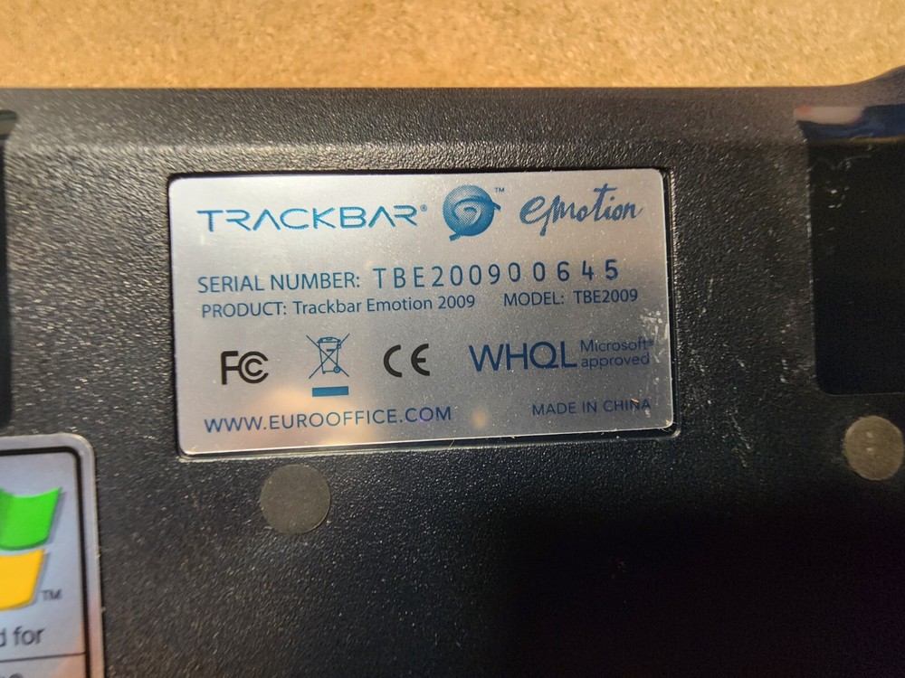 Trackbar Emotion TBE2009 Ergonomic USB Mouse Tested/working Nice