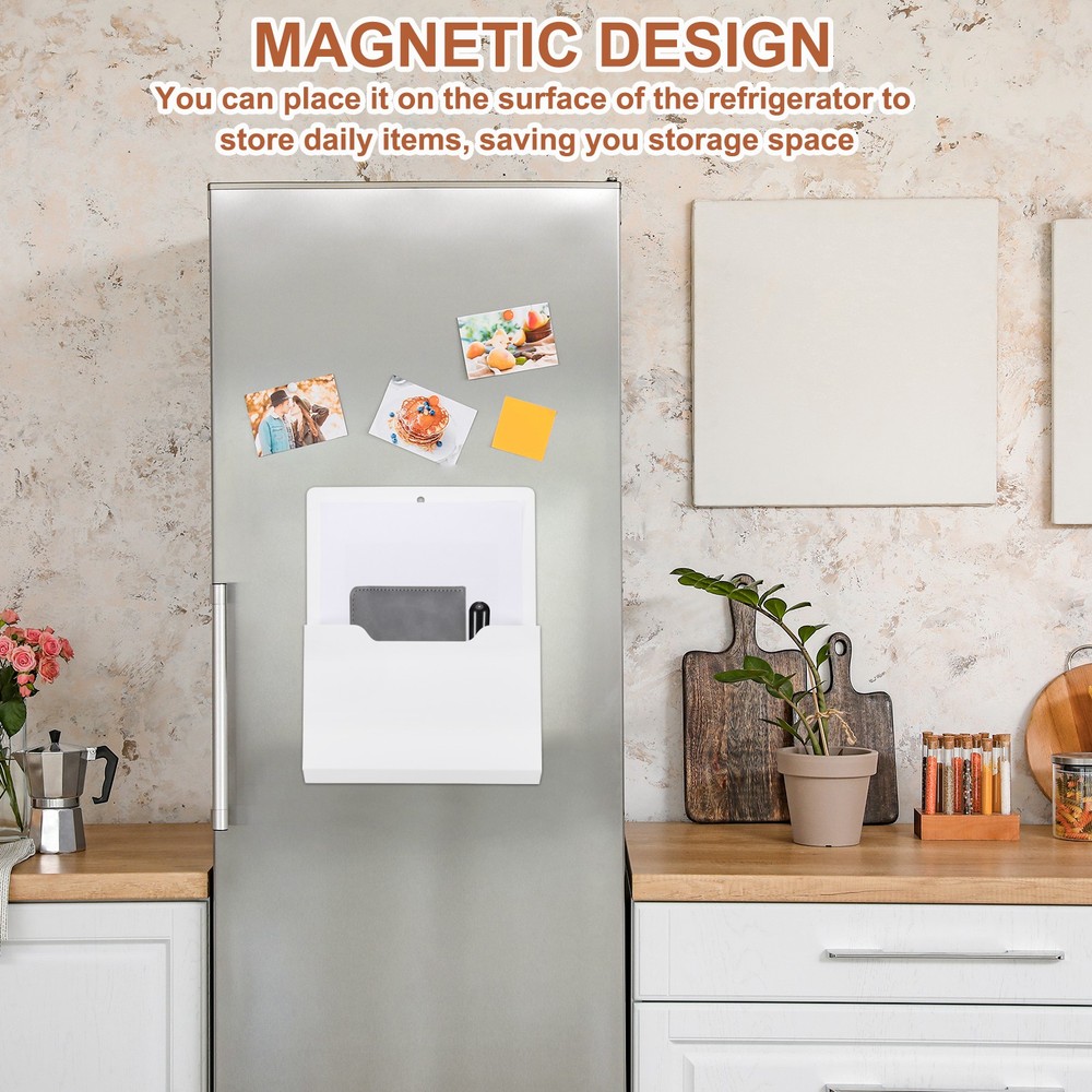Magnetic File Holder, 2 Pack Magnetic Wall Holder Organizer File, White