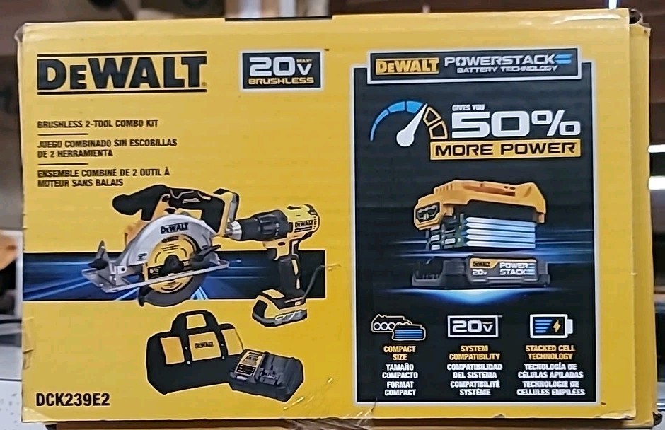 Dewalt DCK239E2 Brushless 2-Tool, 2-Battery Combo Kit POWERSTACK. NEW SEALED