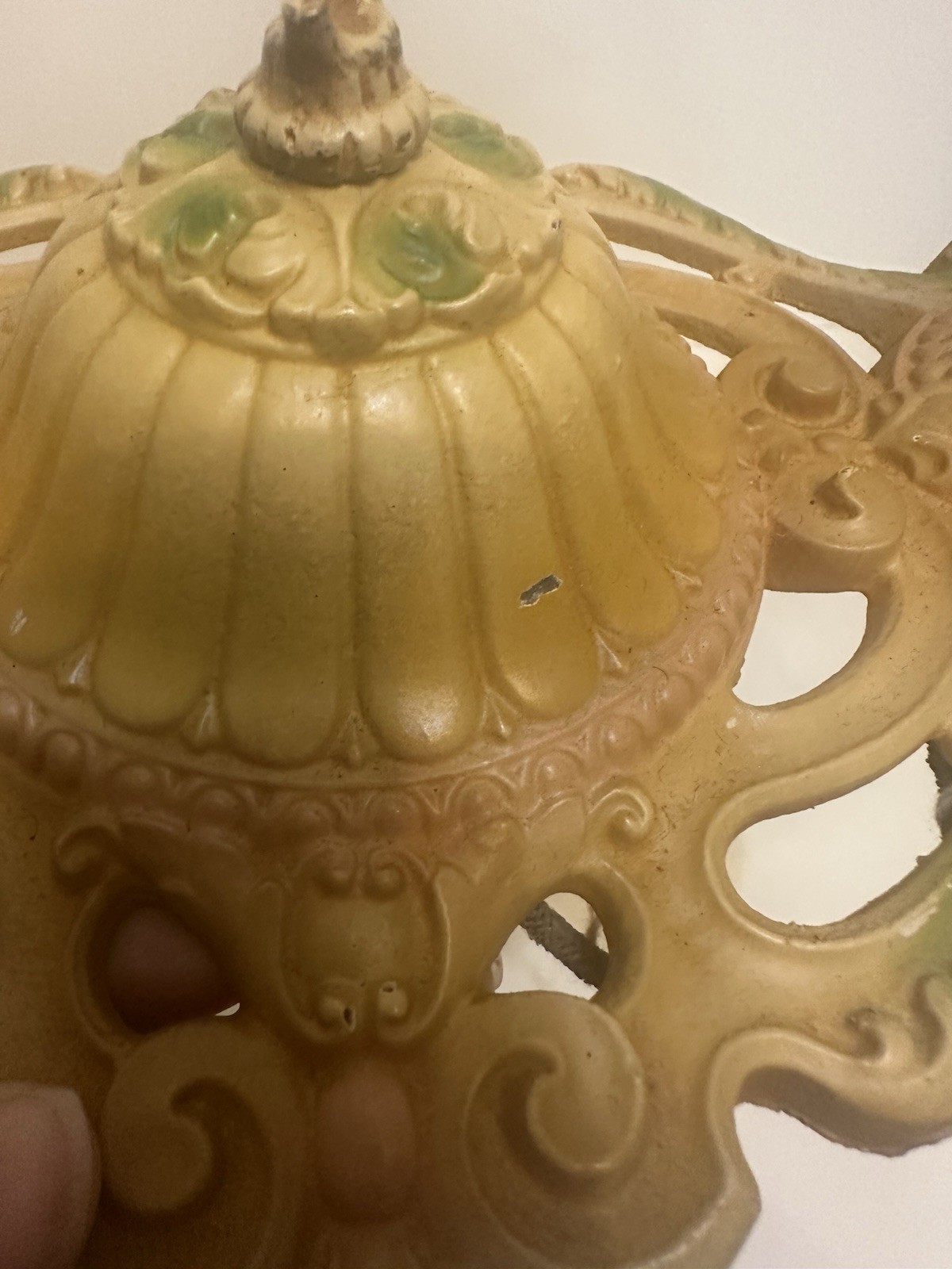 Antique art deco flat mount ceiling 2 light fixture with double light Late 1800s