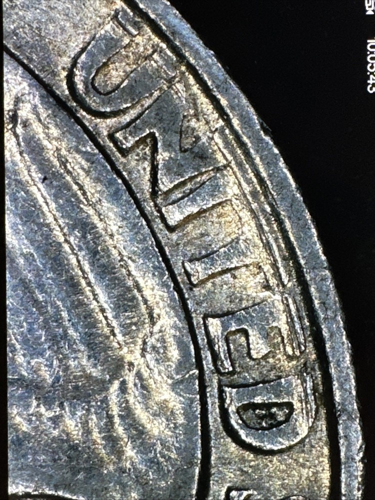 1984 P Quarter Reverse Major Grease Strike Through Error, Slightly Tilted