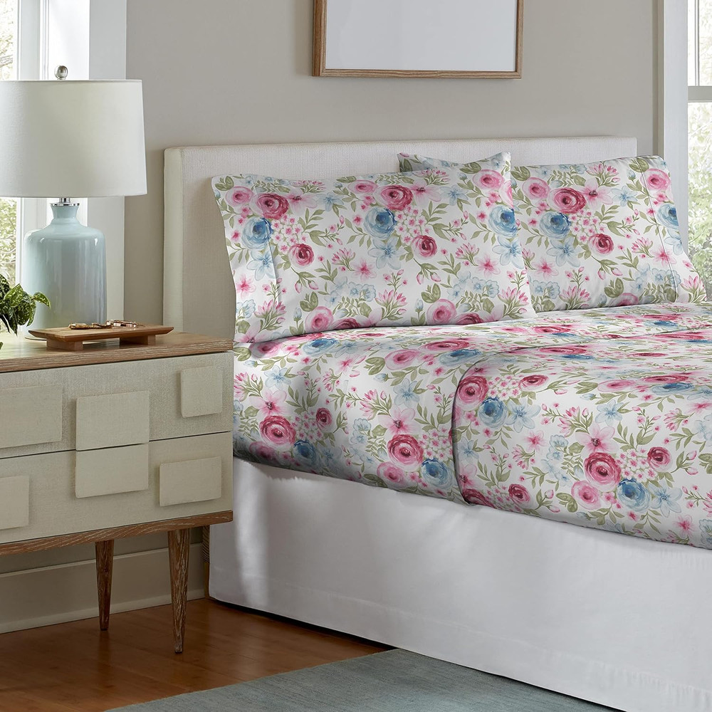 Flannel Deep Pocket Set with Oversized Flat Sheet, California King, Sylvan