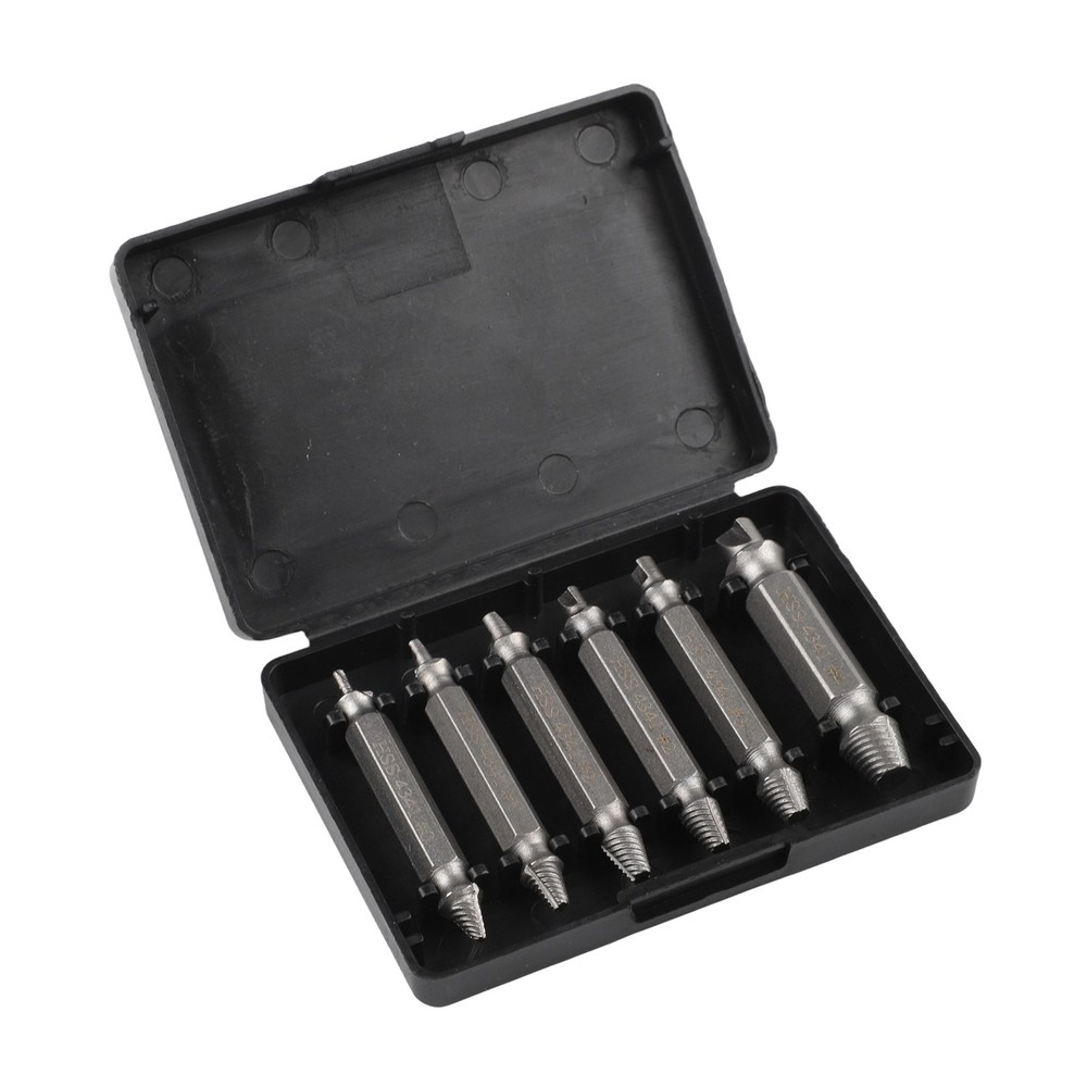 6x Damaged Screws Extractor Drill Bits Tool Set Broken Bolt Remover Double-head