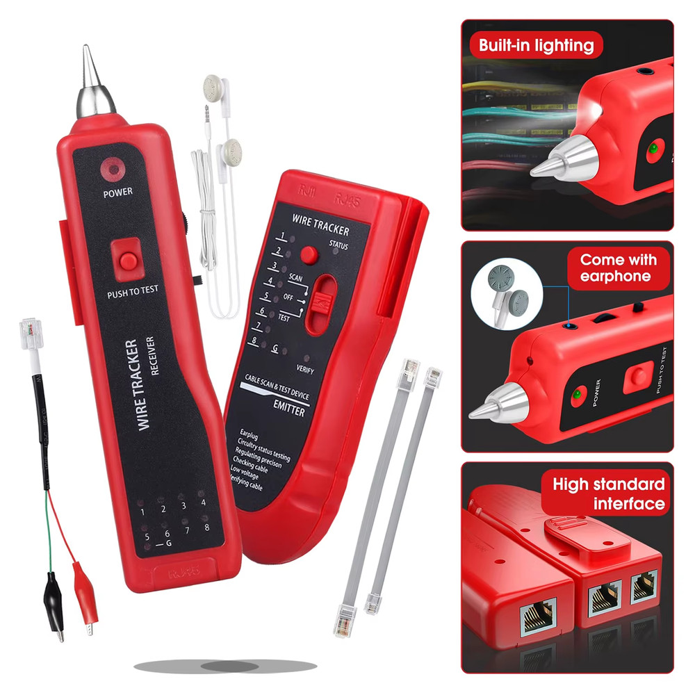 Network Cable Tester, RJ45 RJ11 Multi-Function Wire Tracer and Circuit Tester wi