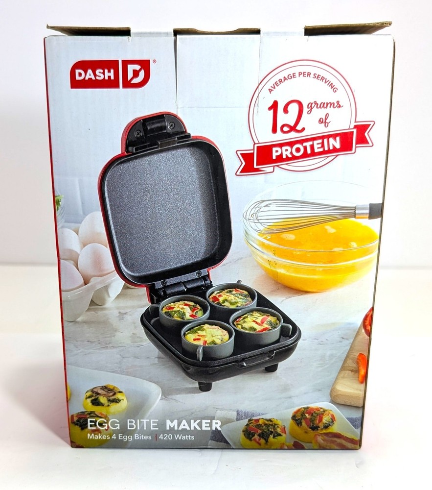 Dash Egg Bite Maker Red Open Box 420W Makes 4 Bites Keto Compact Cooker