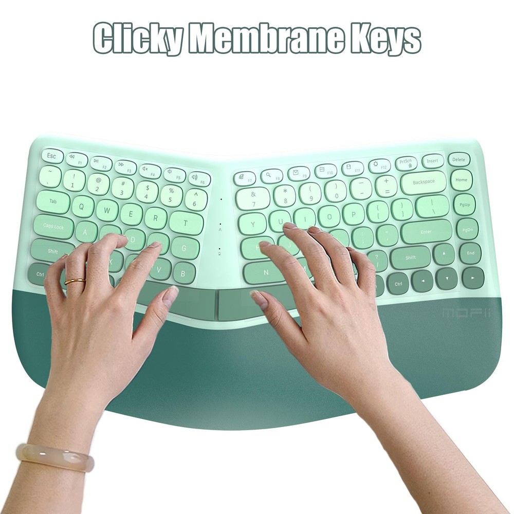 Ergonomic Wireless Keyboard and Mouse Combo with Wrist Rest, Curved Split Key...