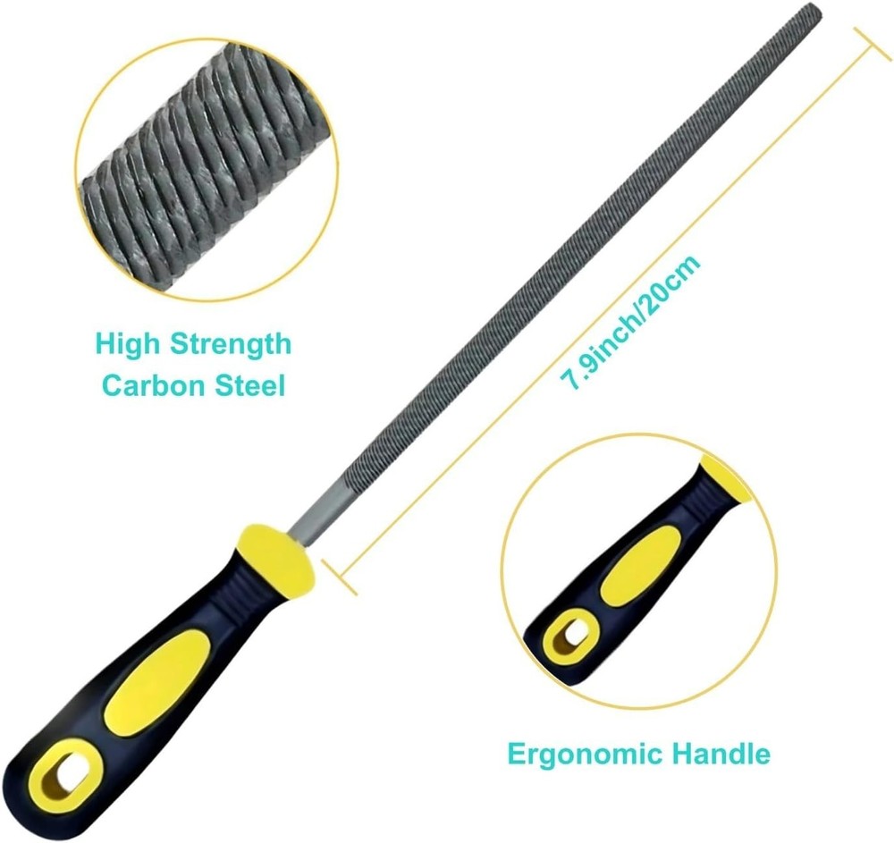 Complete 3PCS 8-Inch Metal File Set - Flat, Round & Half-Round Performance Tools