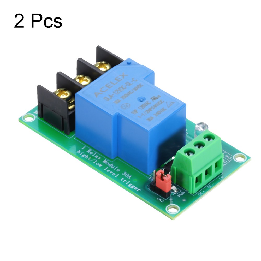 2 Pcs DC 12V 1 Channel Relay Module Board Shield 30A High/Low Level Trigger