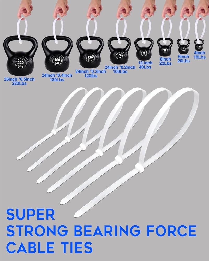 Versatile 400-Pack Zip Ties - Strong, Durable, and UV-Resistant for All Projects