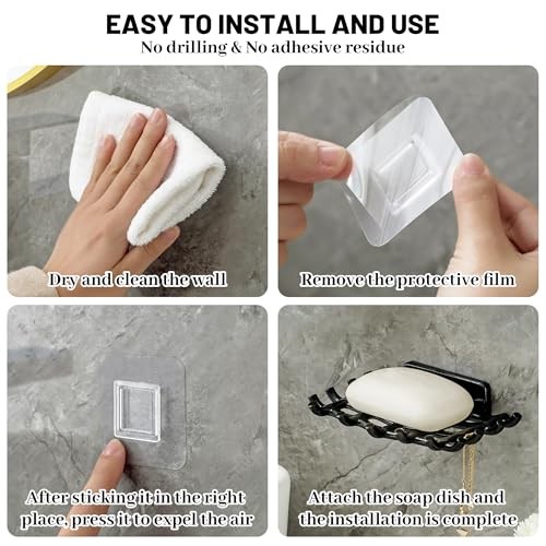 Soap Bar Holder Shower Wall Self Draining Dish 2 Pack Black