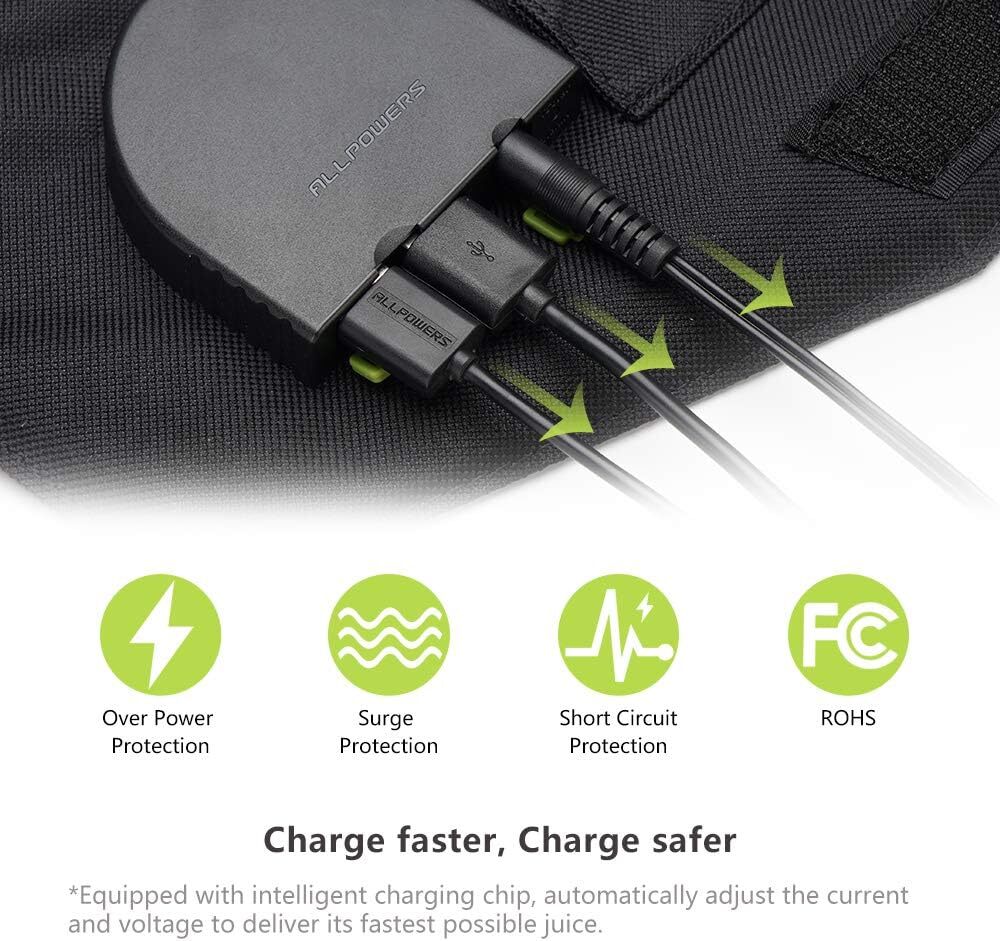 ALLPOWERS 100W Solar Panel Foldable Portable Solar Panel Kit for Laptop, Camping