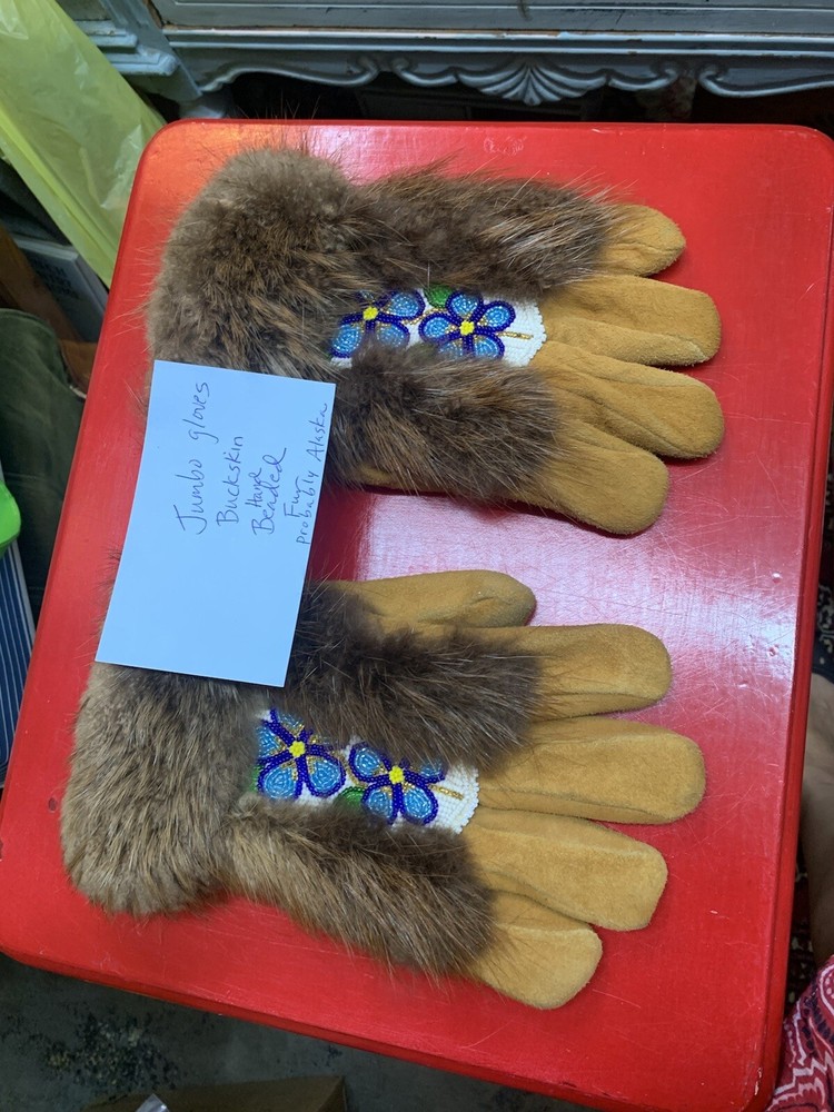 Jumbo Buckskin Hand Beaded Gloves