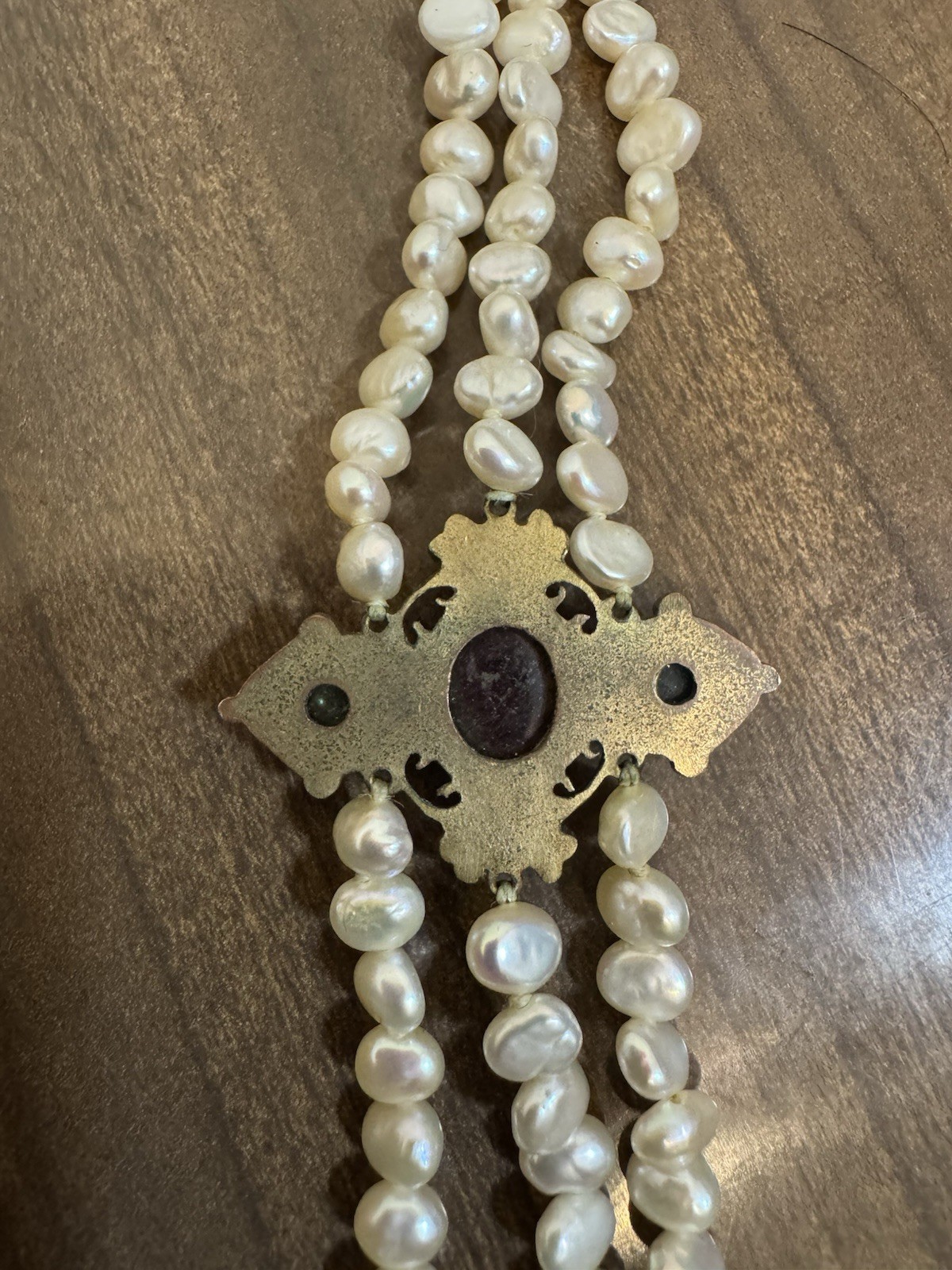 Percossi Papi Marked Jaded Jewel And Enamel Pearl Moonstone Bracelet 7 Inch