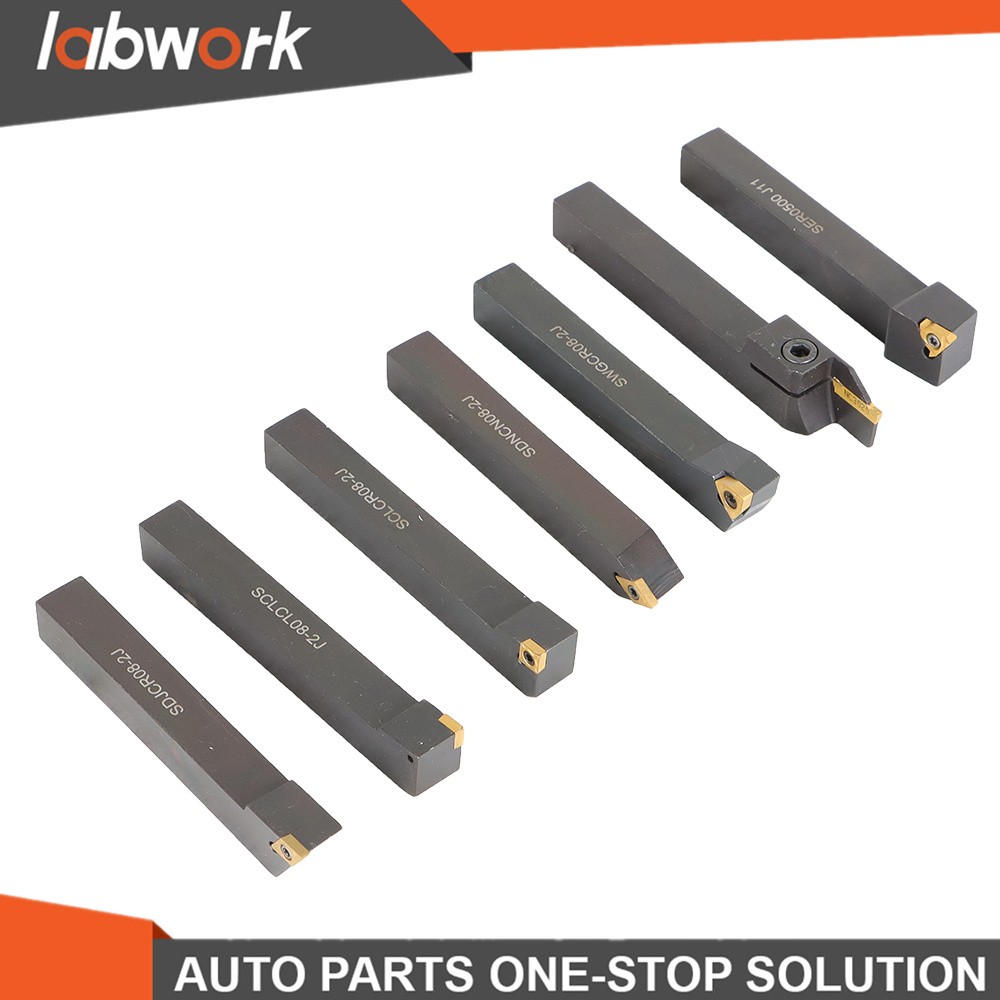 Labwork 1/2" Lathe Turning Tools+Indexable Carbide Inserts With Storage Box 7Pc